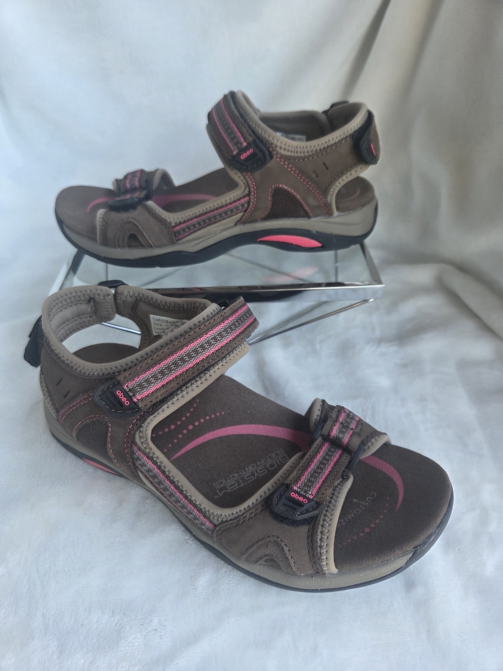 Obeo Capistrano LX Brown Pink Sport Sandals‎ Women Size 7 Adjustable Comfort